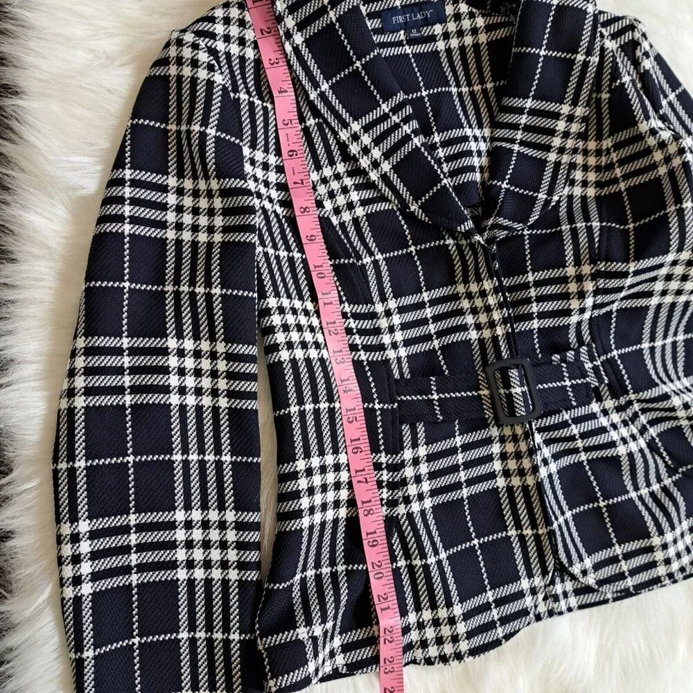 First Lady Checker Blazer Jacket Size 12 - Picture 10 of 11
